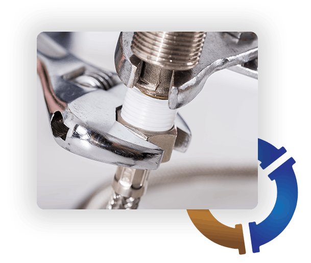 metal plumbing fitting with Teflon tape on the threads